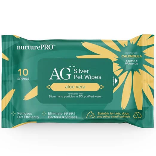 Nurture Pro AG Silver Pet Wipes 10 Sheets Aloe Vera image 1