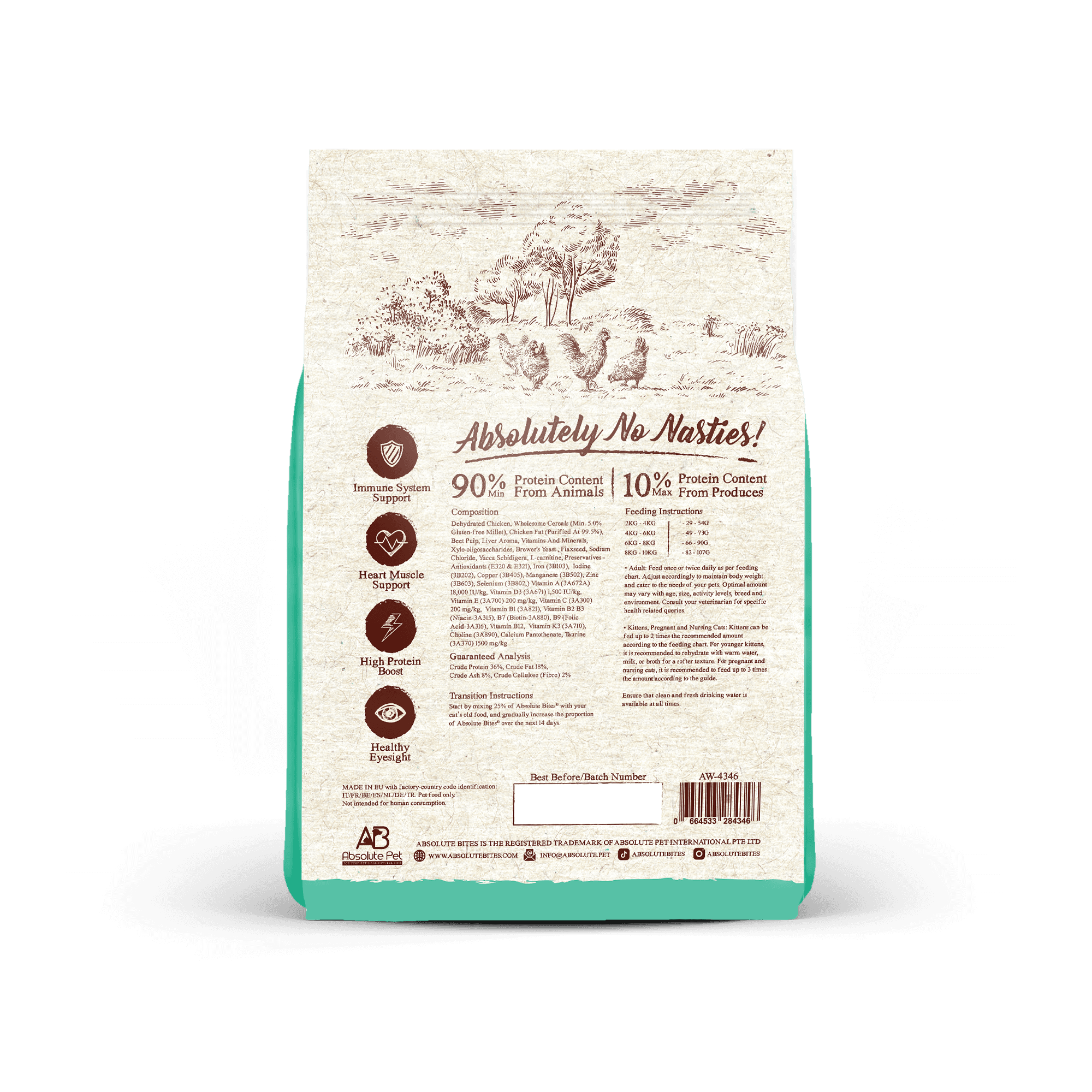 Absolute Bites Cat Wild Age 5.44kg Chicken Dry Cat Food image 2