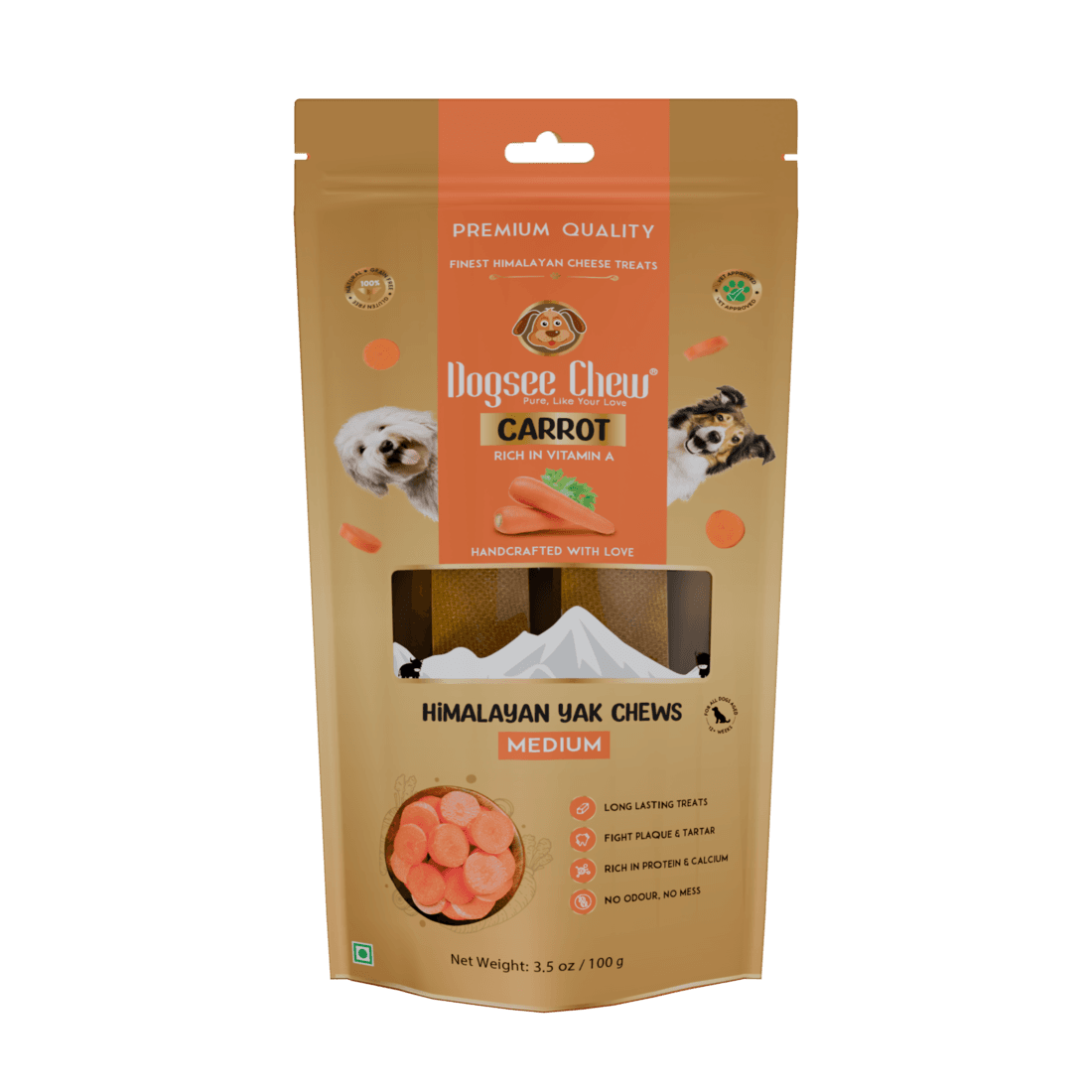 Dogsee Chew Dog 100g Carrot Medium Bars Dog Treat image 1