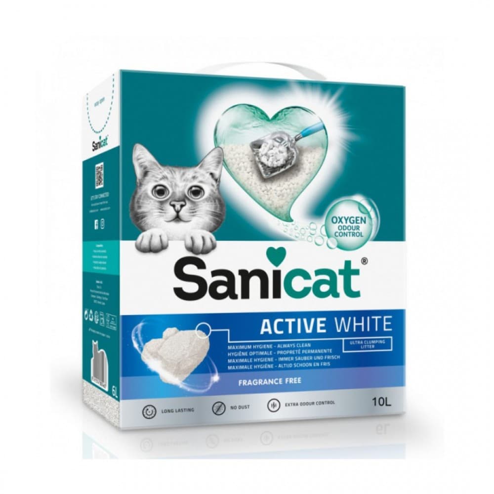Sanicat 10L Active White Unscented Bentonite Cat Litter image 1