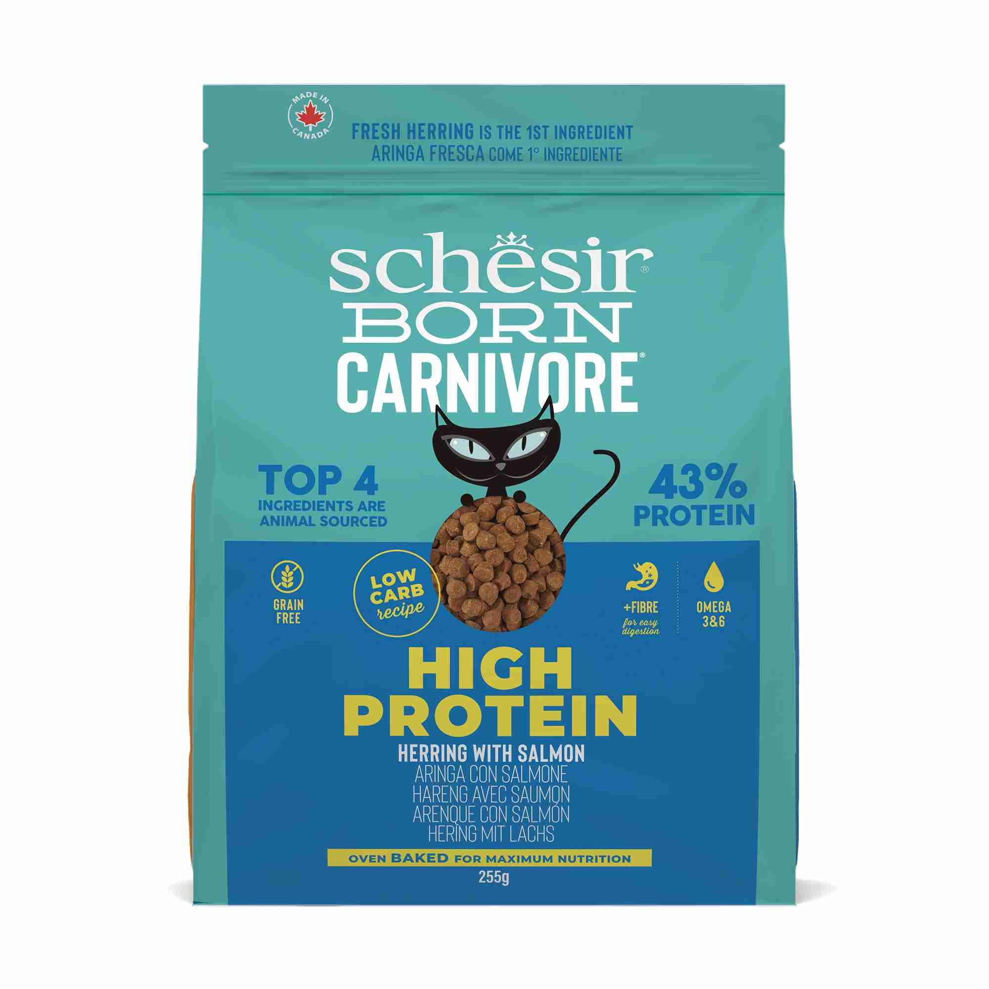 Schesir Cat 255g Born Carnivore Herring with Salmon Baked Dry Recipe Dry Cat Food image 1