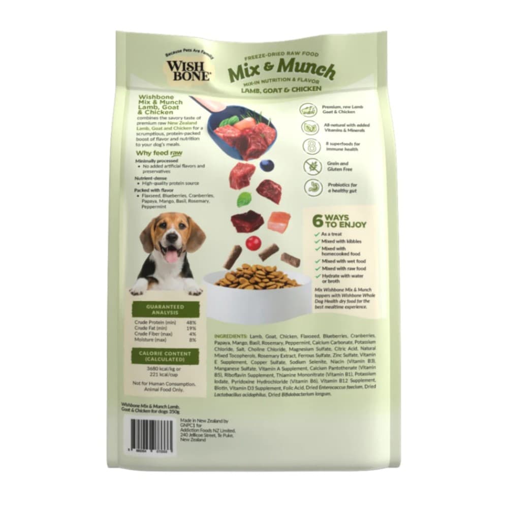 Wishbone Dog 350g Mix & Munch Lamb, Goat & Chicken Grain-Free Freeze-Dried Raw Food Dog Food Topper image 5