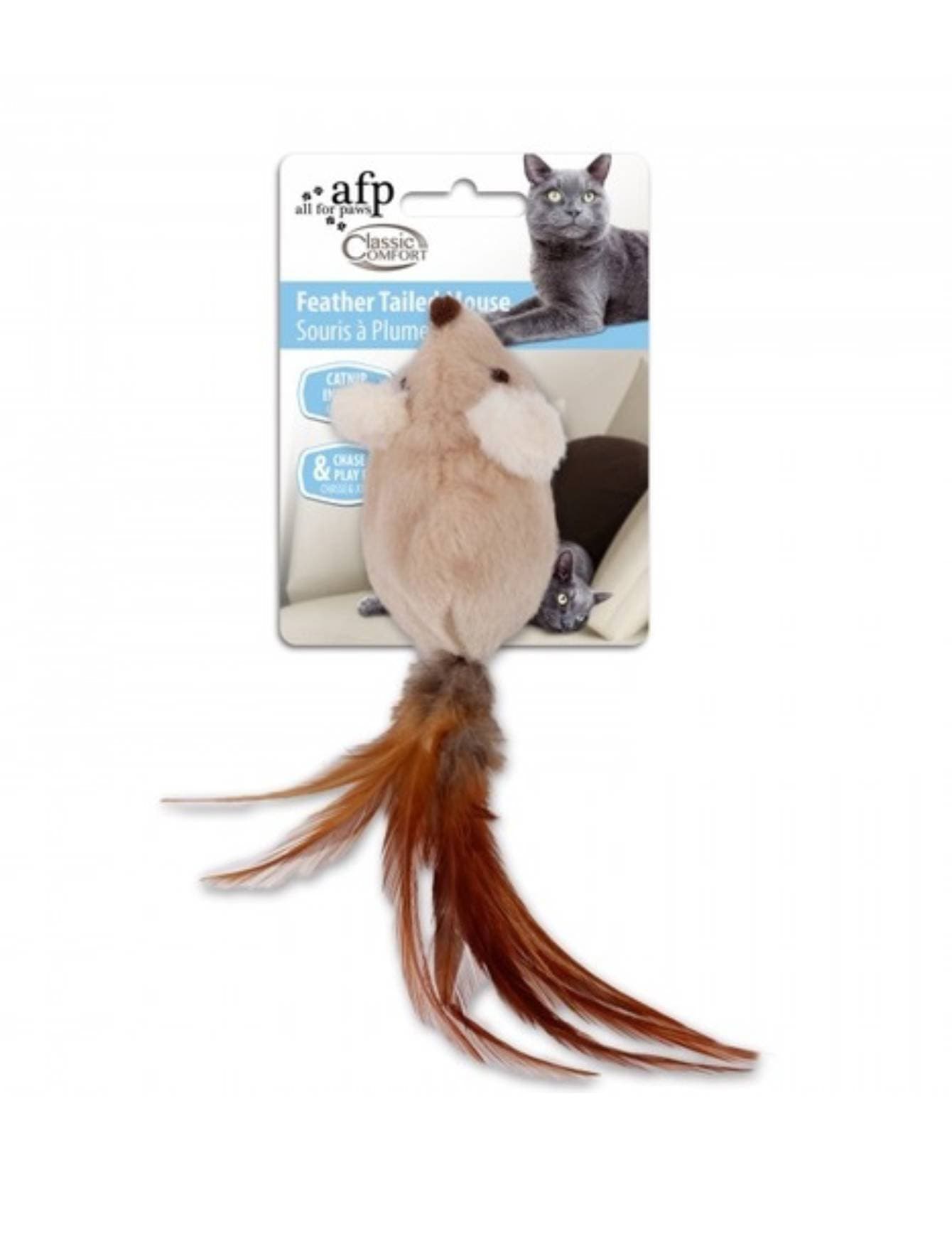 AFP Classic Comfort Feather Tailed Mouse Cat Toy White White image 4