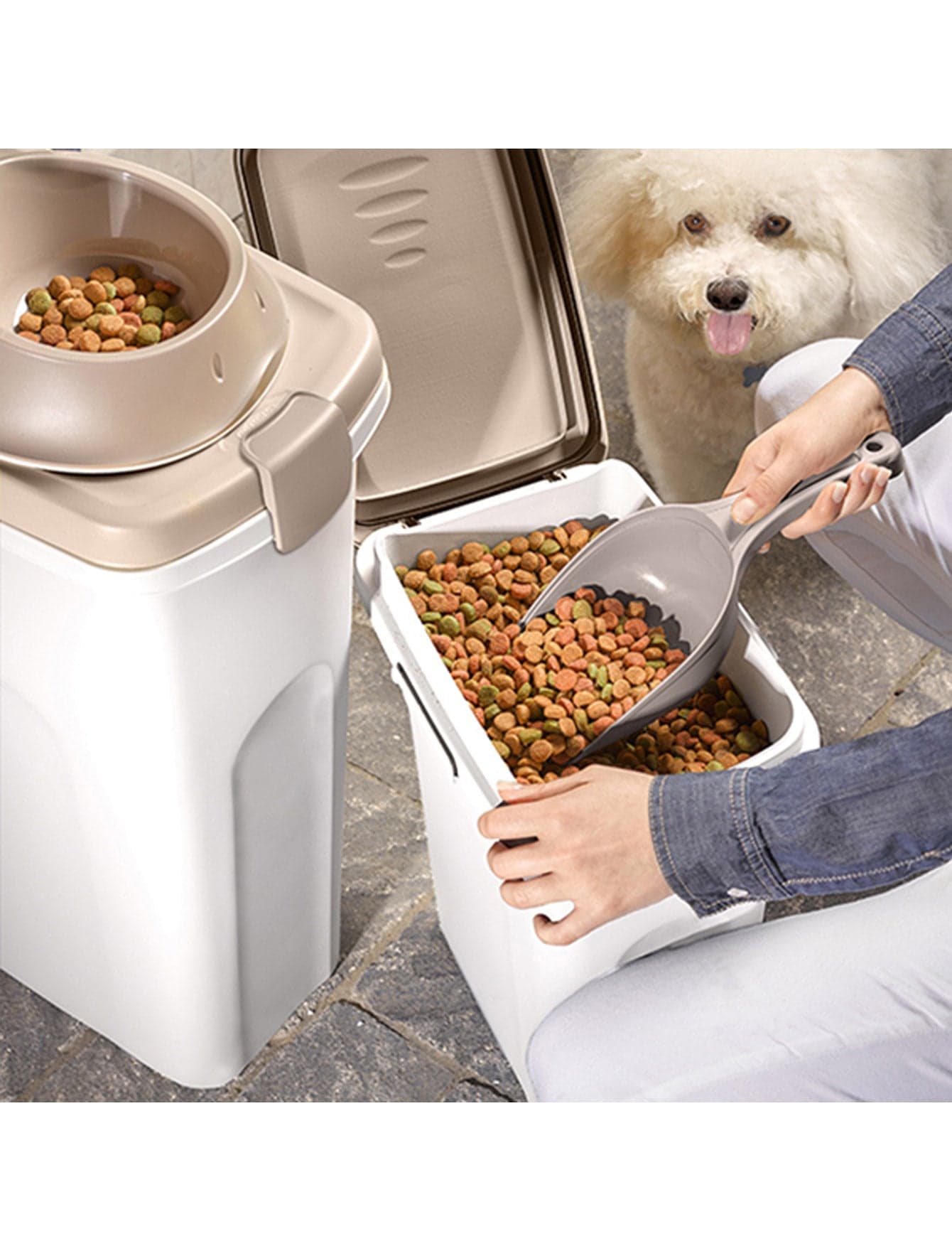 Stefanplast Pet Food Container 25L Bianco Tortora (White) image 2