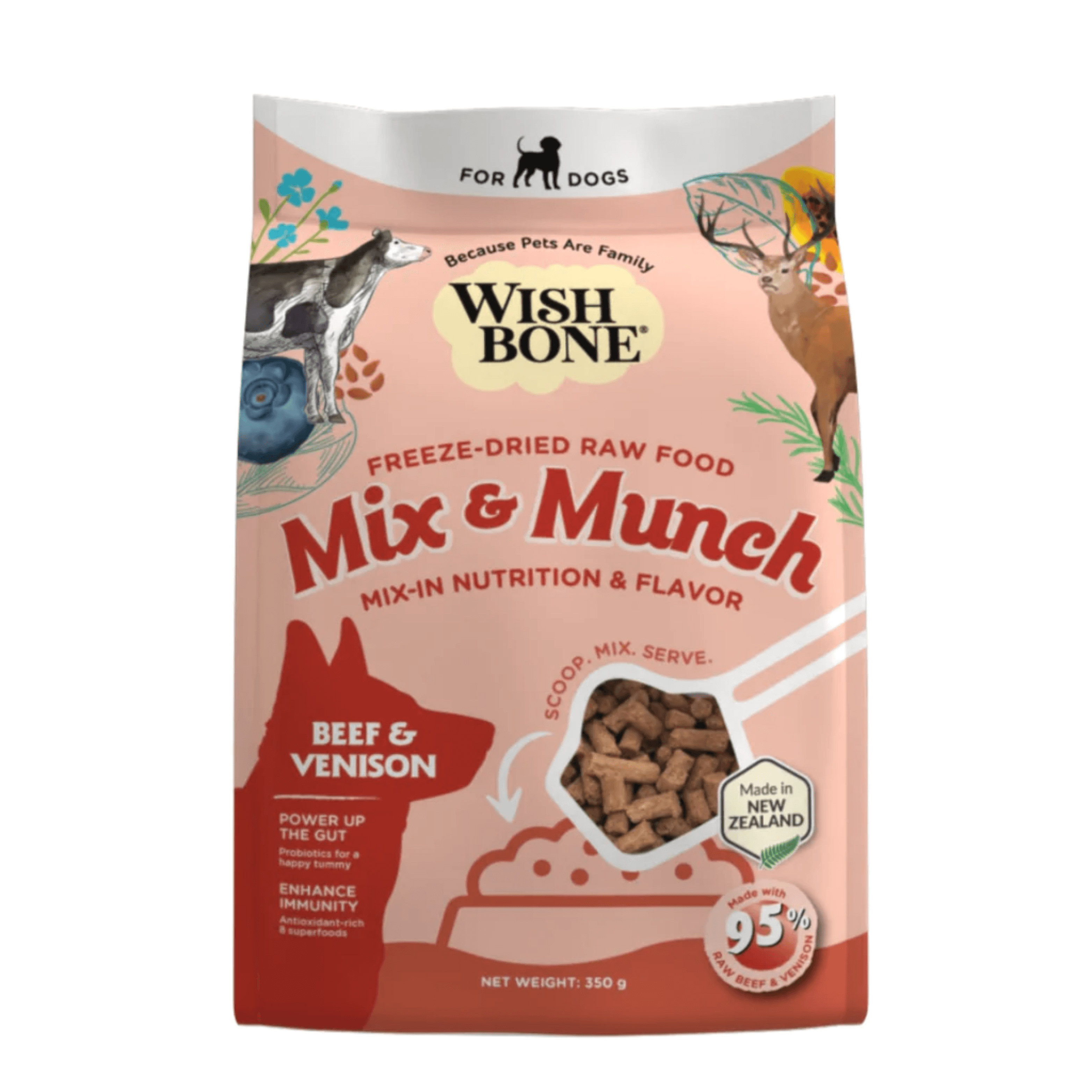 Wishbone Dog 350g Mix & Munch Beef & Venison Grain-Free Freeze-Dried Raw Food Dog Food Topper image 1
