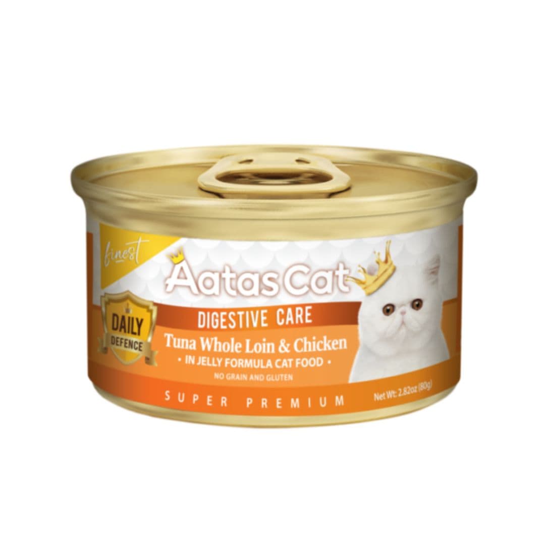 Aatas Cat 80g Finest Daily Defence Tuna Whole Loin & Chicken in Jelly Digestive Care Wet Canned Food image 1