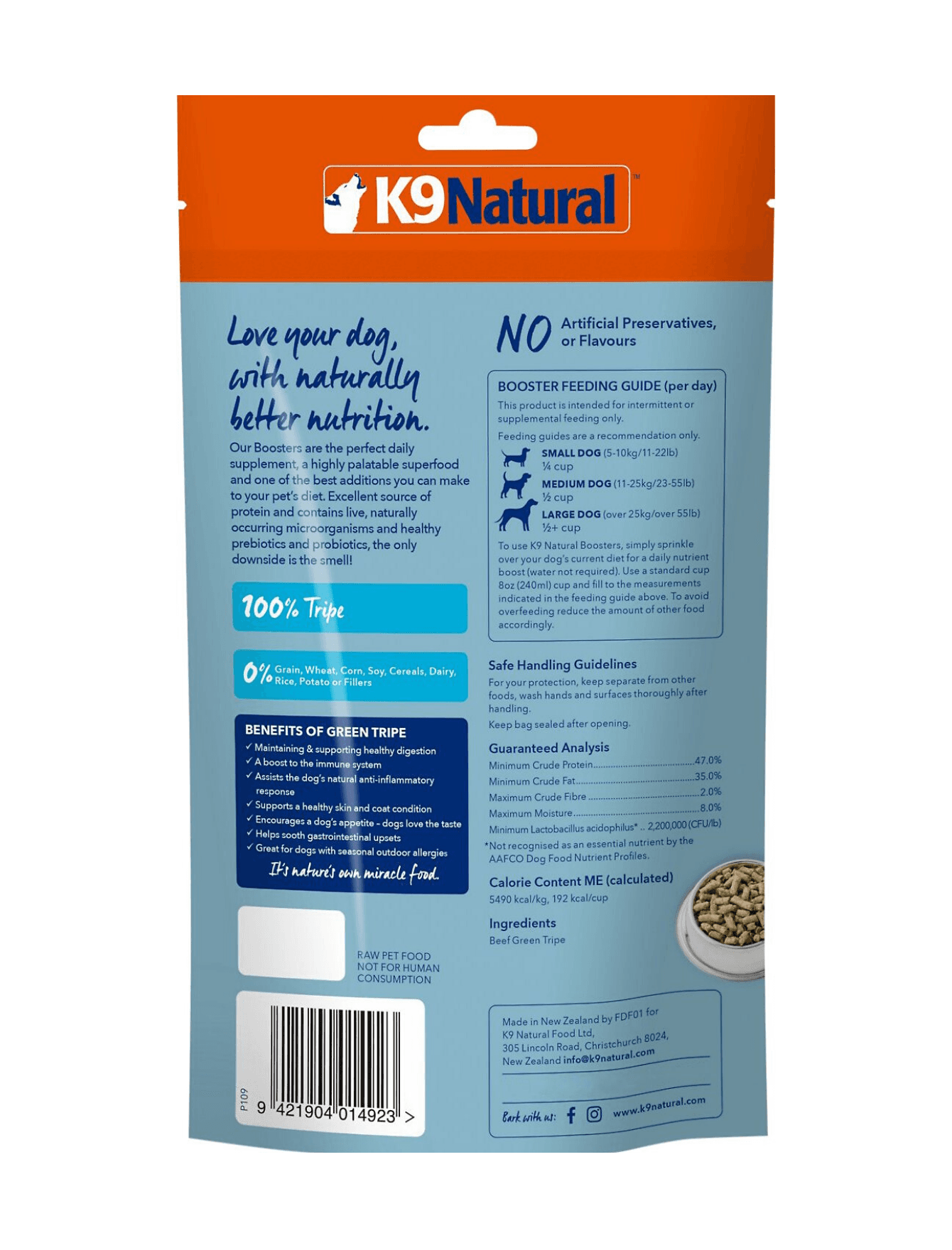 K9 Natural Dog Freeze Dried 75g Beef Green Tripe Booster Dry Dog Food image 2