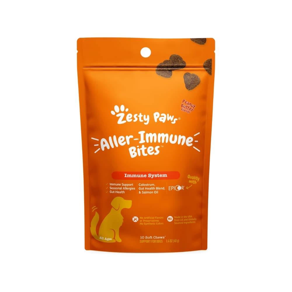 Zesty Paws Dog 10ct Aller-Immune Bites Peanut Butter Flavour Supplement for Dogs (Trial Pack) image 1
