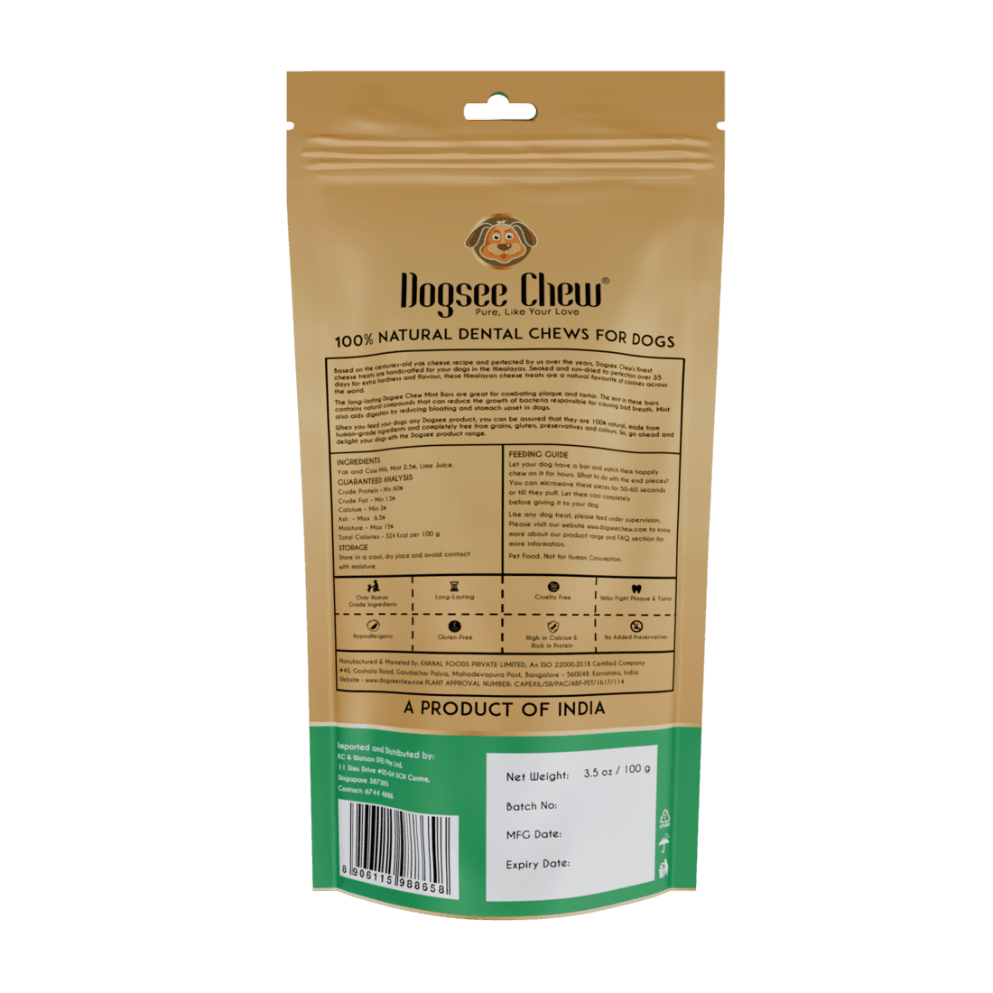 Dogsee Chew Dog 100g Mint Large Bars Dog Treat image 2