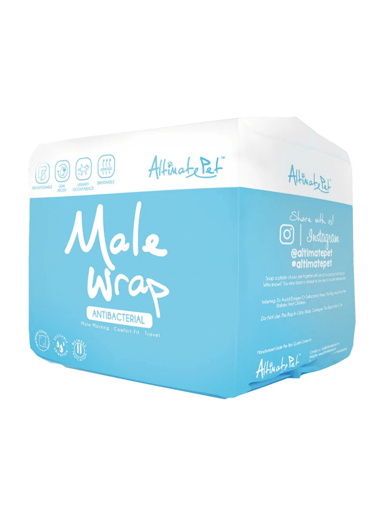 Altimate Pet Antibacterial Disposable Male Wraps Large Breed 71cm-81cm (8pcs) image 1