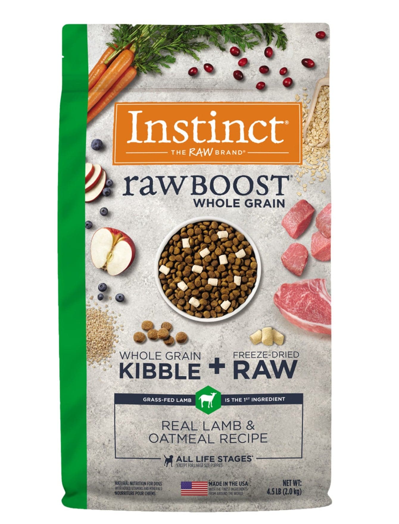 Instinct Raw Boost Dog 4.5lb Whole Grain Real Lamb & Oatmeal Recipe Dry Dog Food image 1