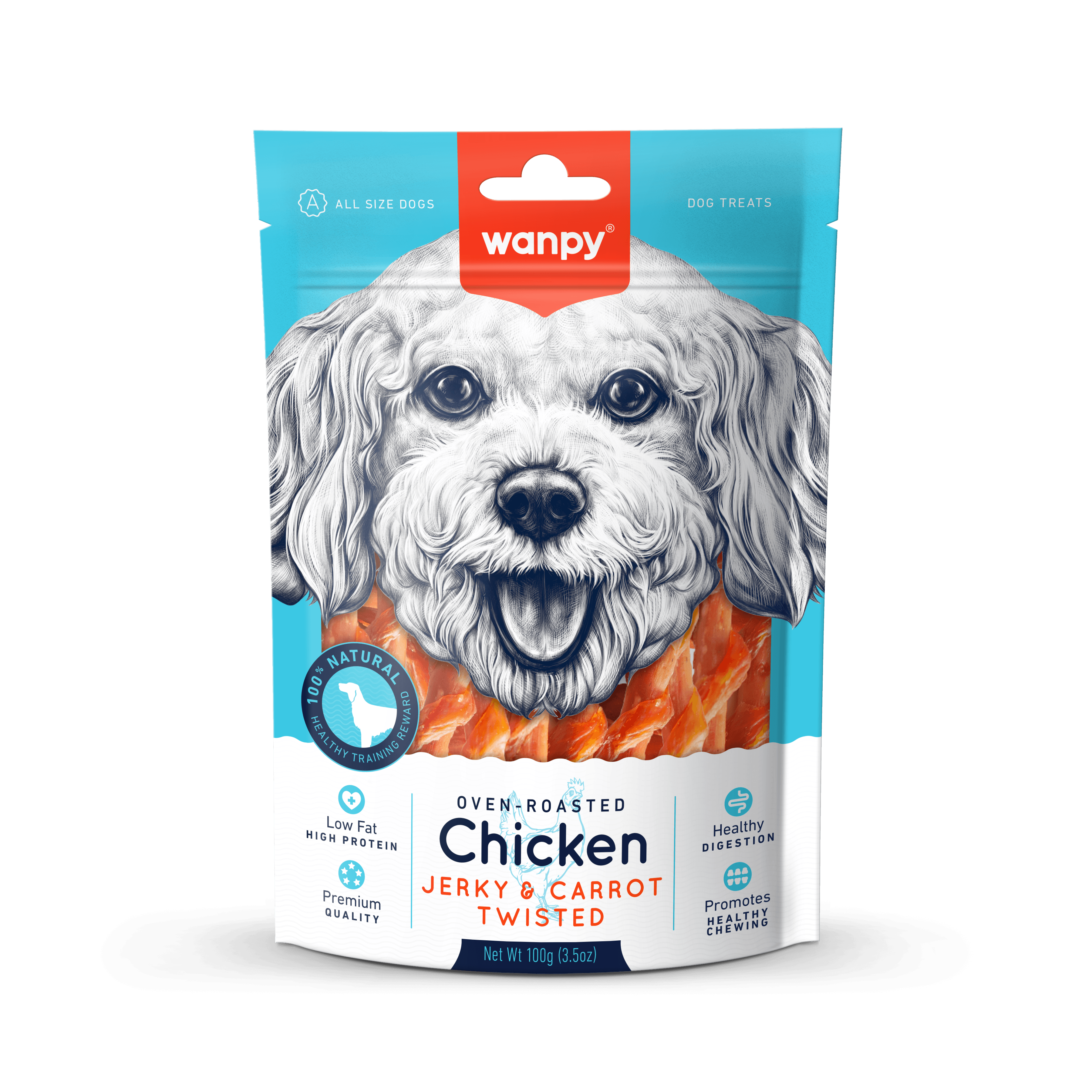Wanpy Oven-Roasted Chicken & Carrot Stick Twisted 100g Dog Snack image 1