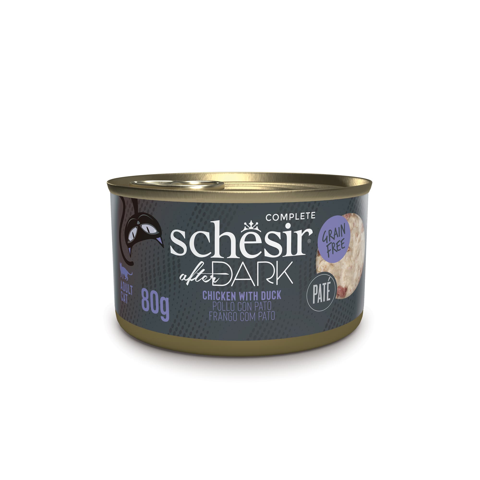 Schesir Cat After Dark Pate Canned 80g Chicken with Duck Wet Cat Food image 1