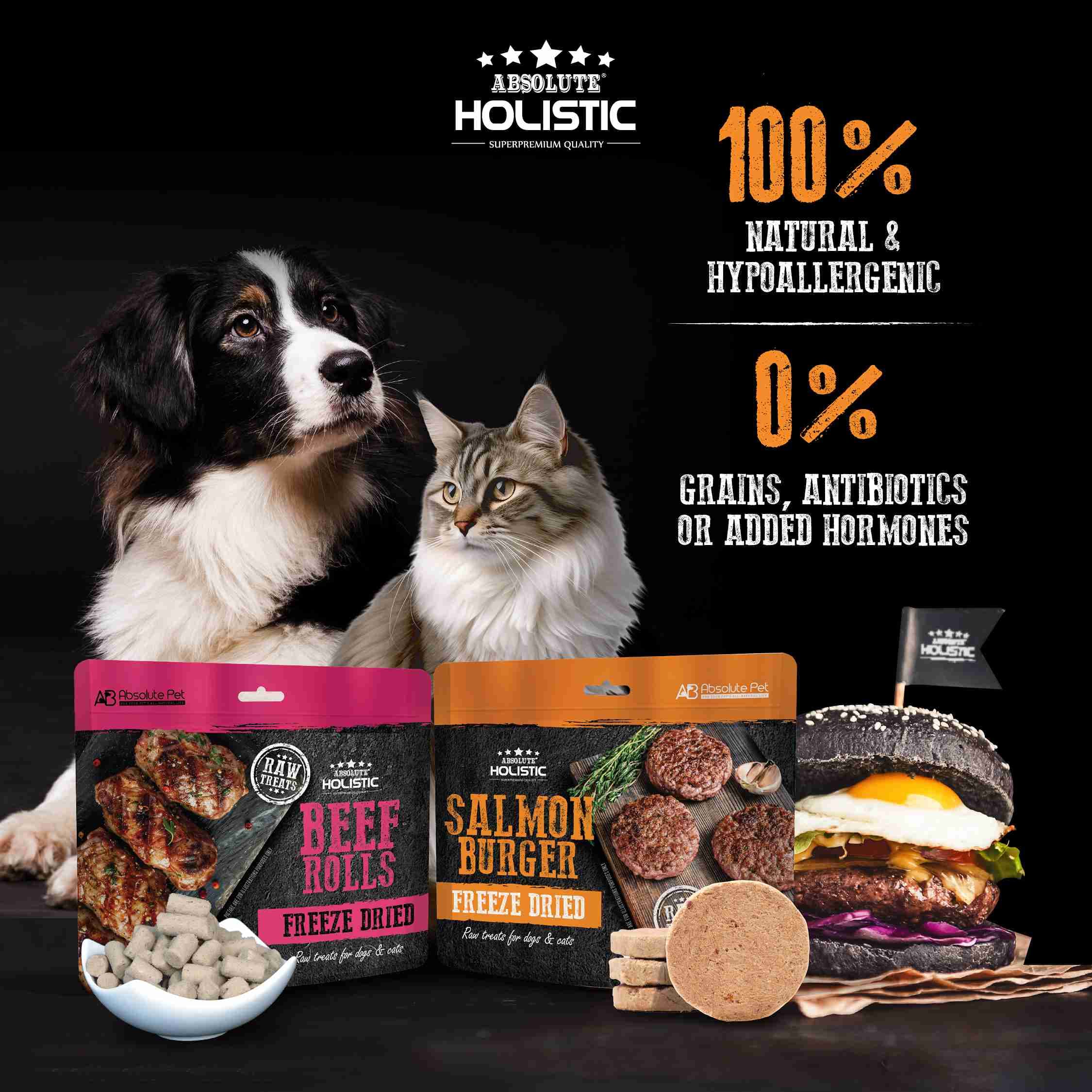 Absolute Holistic 60g Freeze Dried Raw Treats Beef Rolls for Cats & Dogs image 5