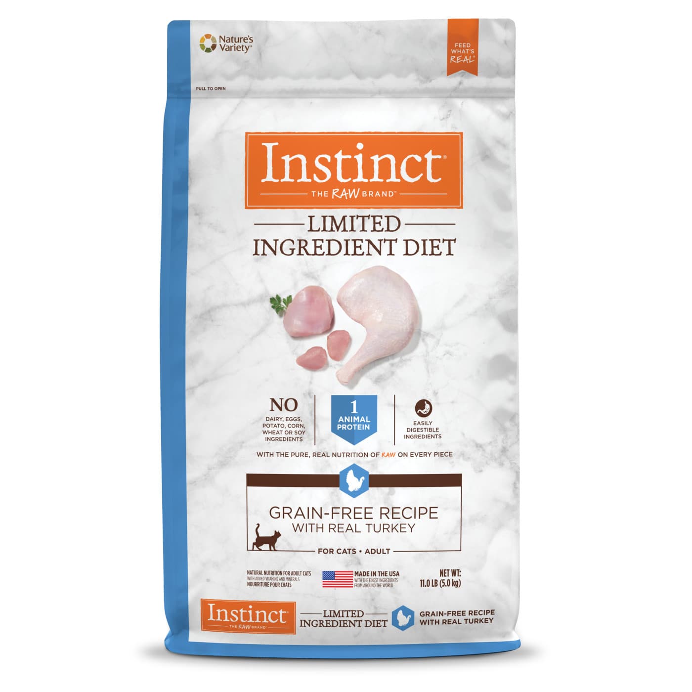 Instinct Limited Ingredient Diet Cat 11lb Grain Free Recipe with Real Turkey Dry Cat Food image 1