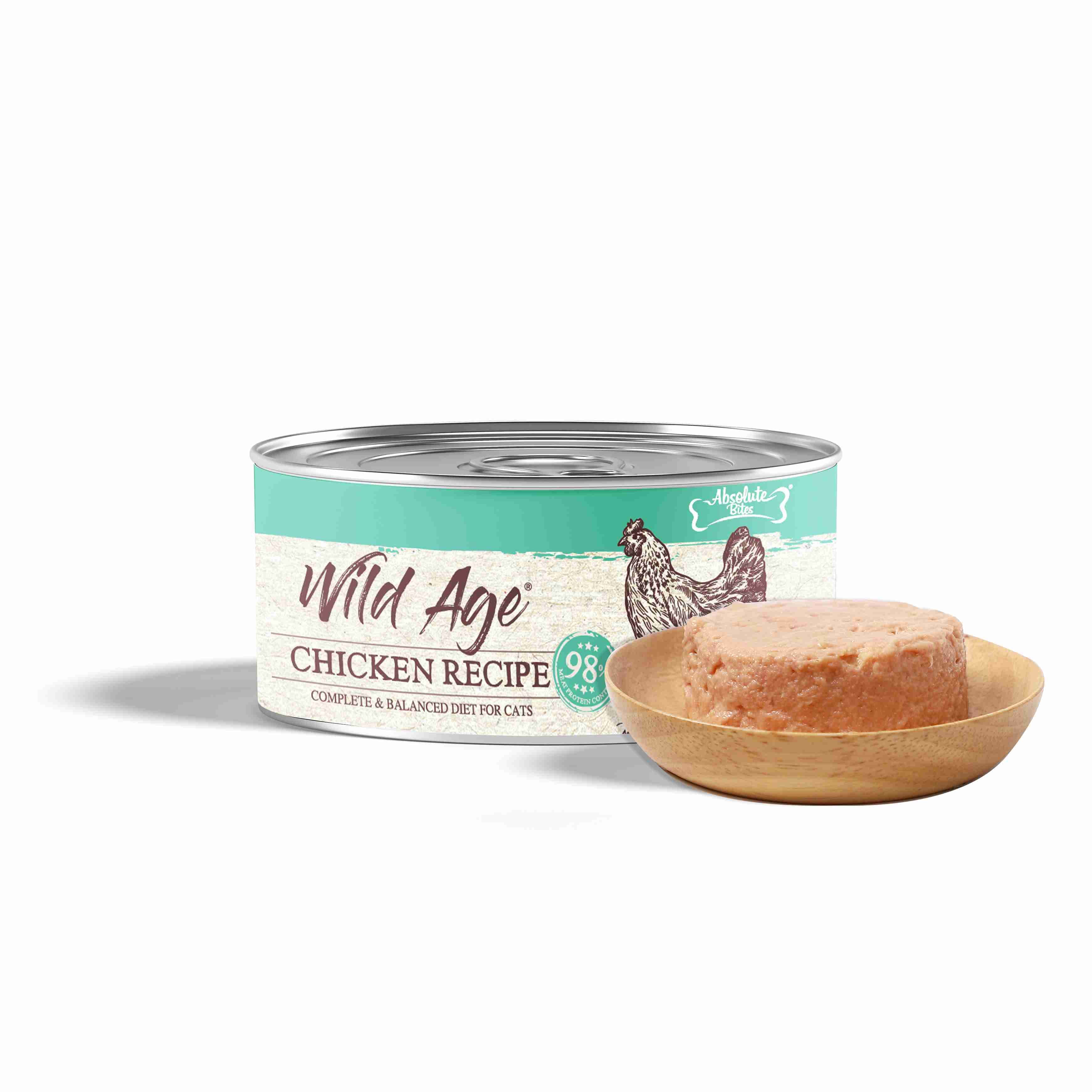 Absolute Bites Wild Age Cat 80g Complete & Balanced Diet Chicken Canned Wet Cat Food image 1