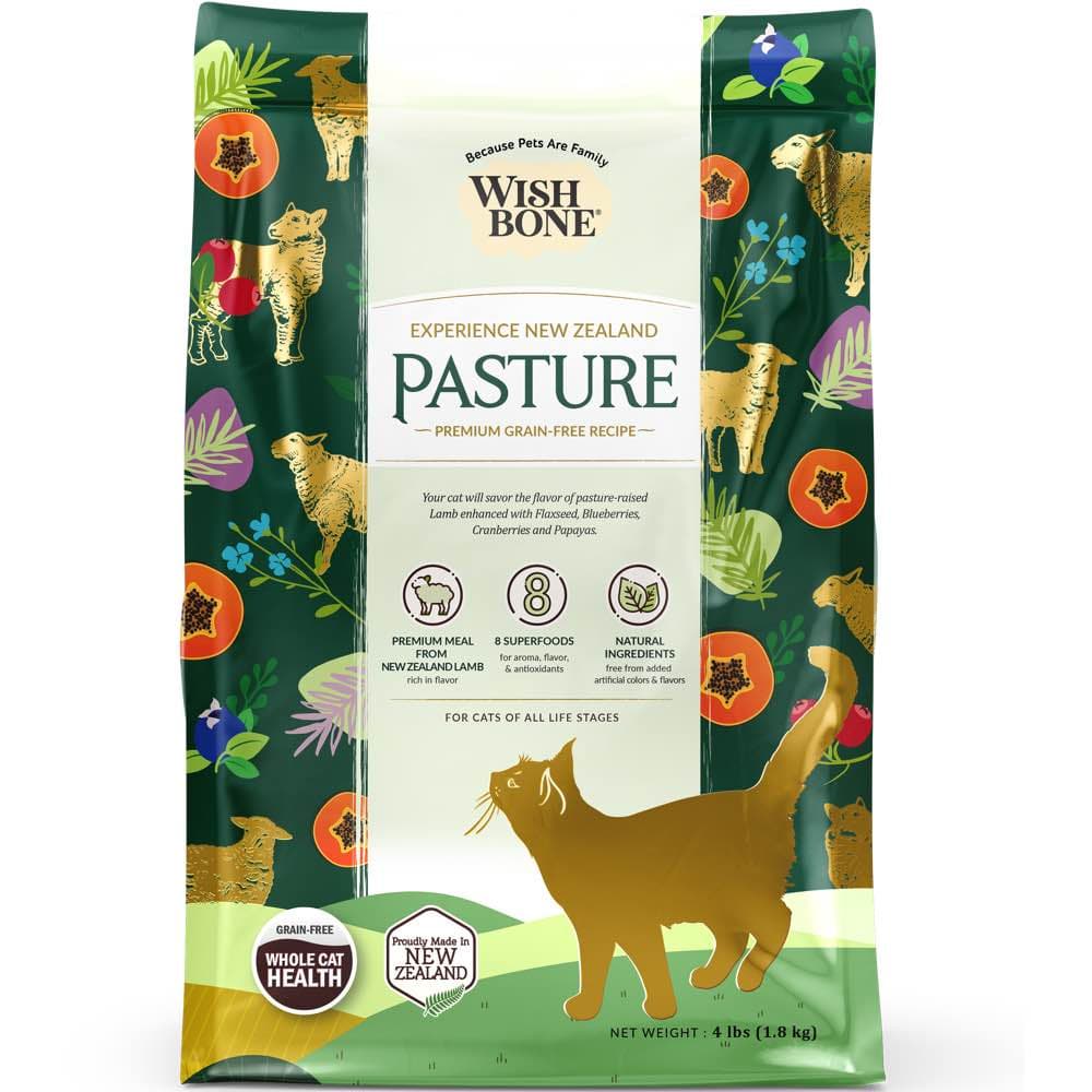 Wishbone Cat 4lb Pasture Lamb Whole Pet Health w/8 Superfoods Dry Cat Food image 1