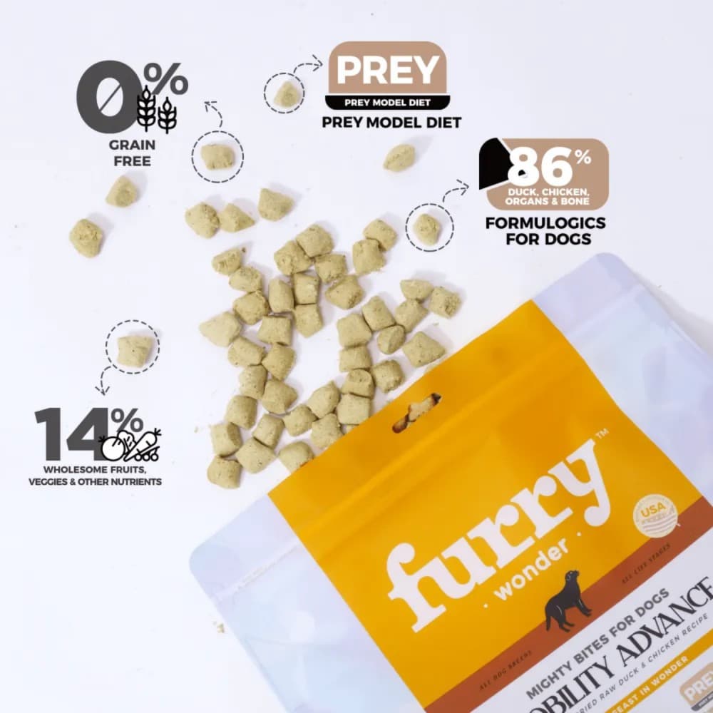 Furry Wonder Dog 226g (8oz) MOBILITY ADVANCE Freeze-dried Raw Duck & Chicken Recipe For Dogs image 8