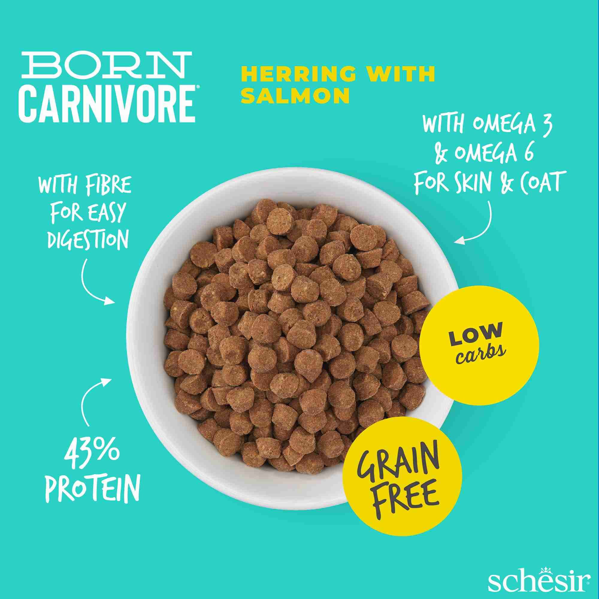 Schesir Cat 255g Born Carnivore Herring with Salmon Baked Dry Recipe Dry Cat Food image 10