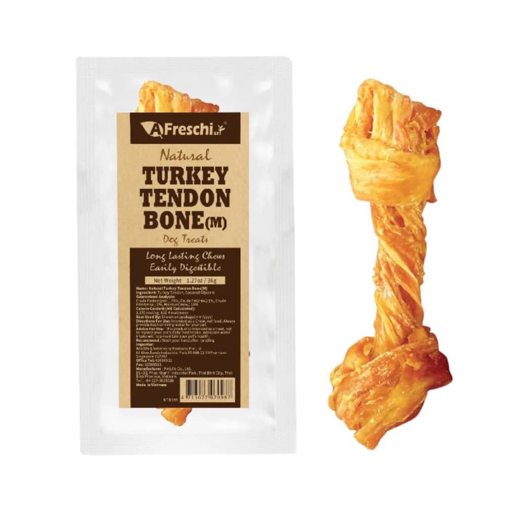 AFreschi Dog 36g Natural Turkey Tendon Bone (M) Dog Treats image 1