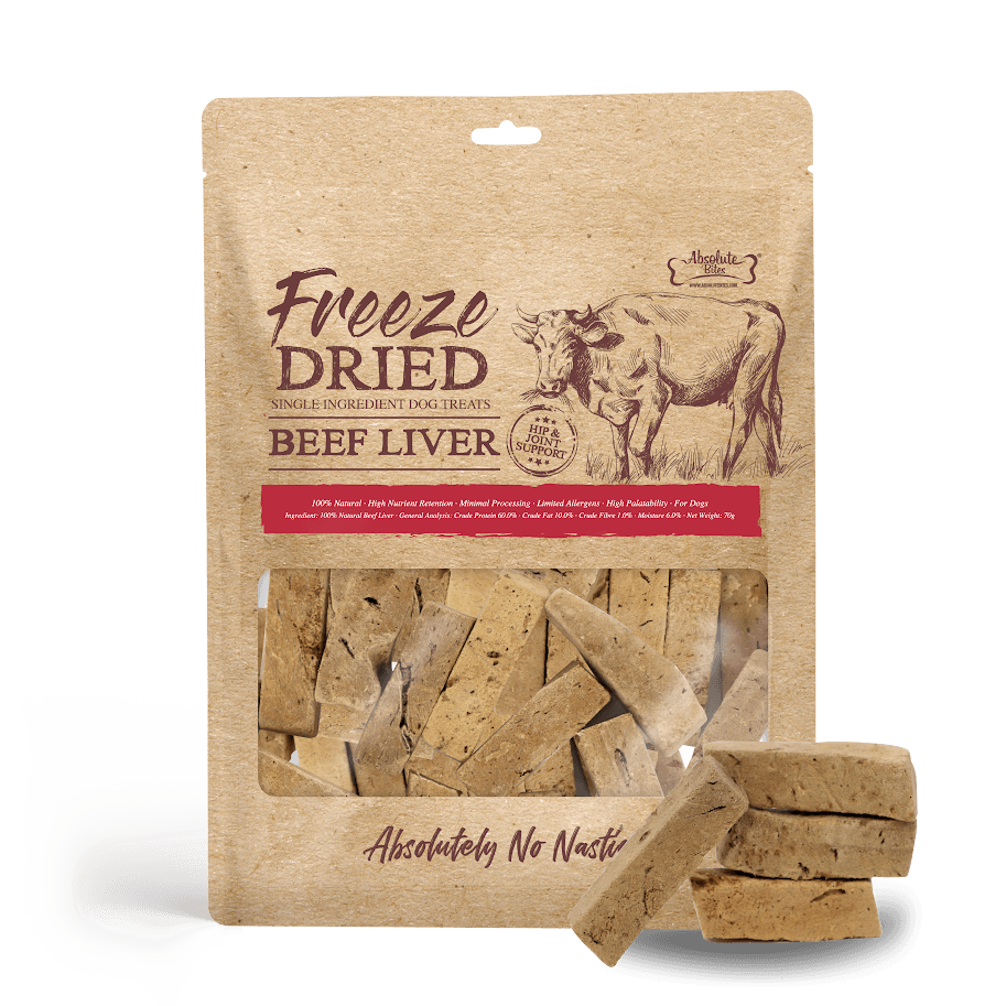 Absolute Bites Single Ingredient Freeze Dried Dog Treat Beef Liver 70g image 1