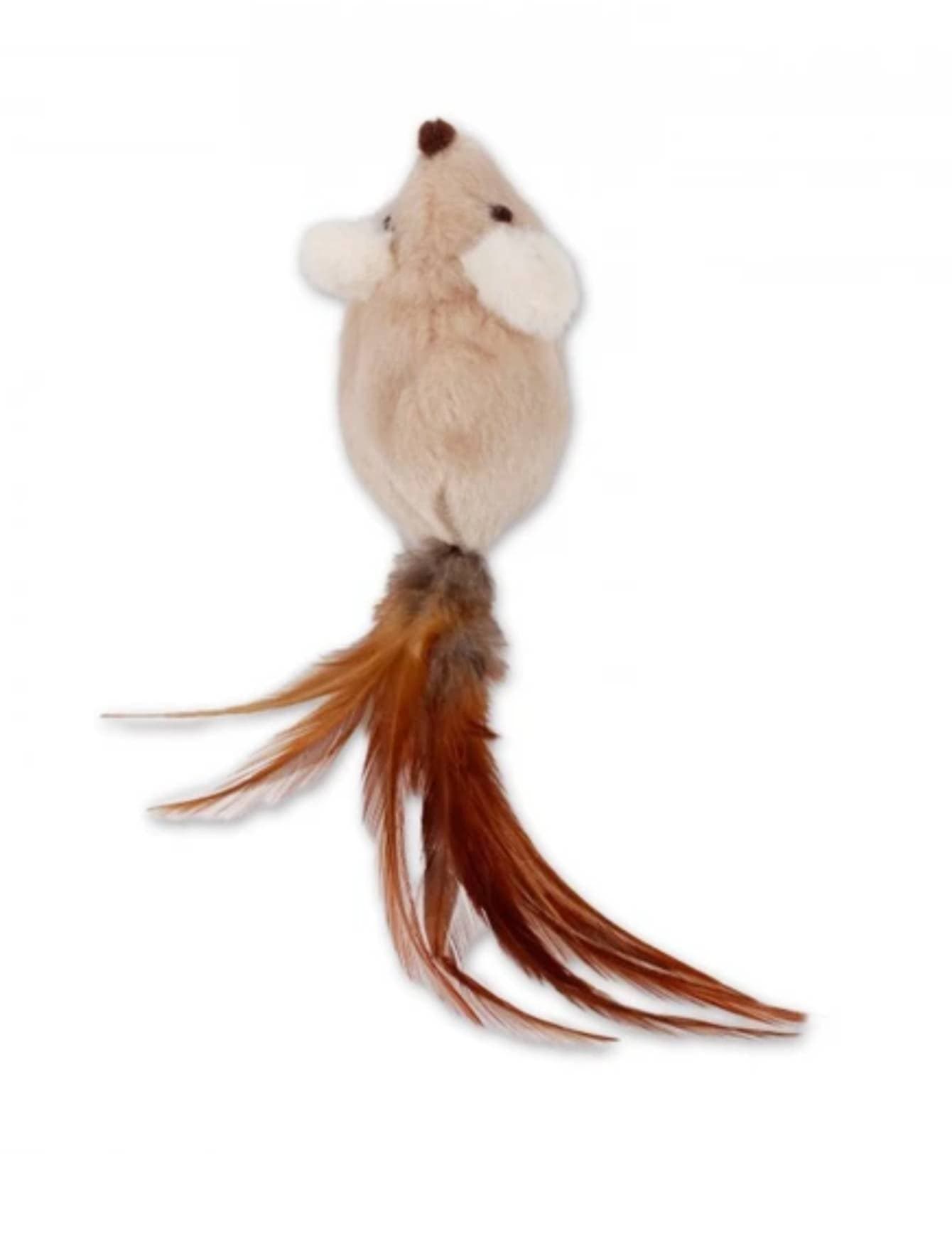 AFP Classic Comfort Feather Tailed Mouse Cat Toy White White image 3