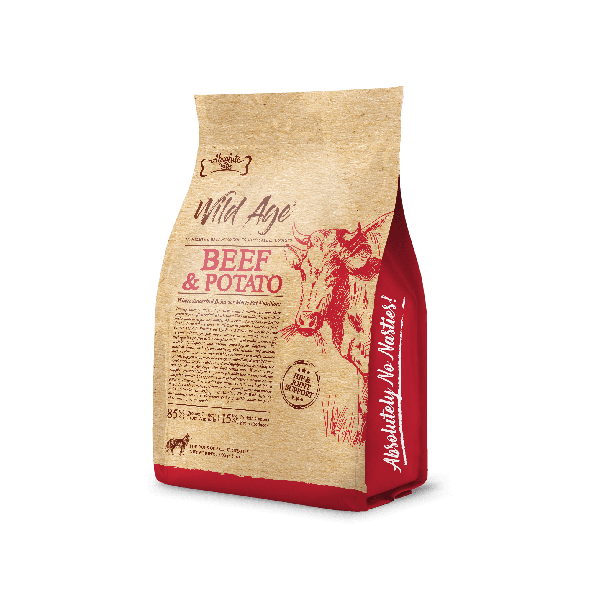 Absolute Bites Dog Wild Age 9.97kg Beef & Potato Dry Dog Food image 3