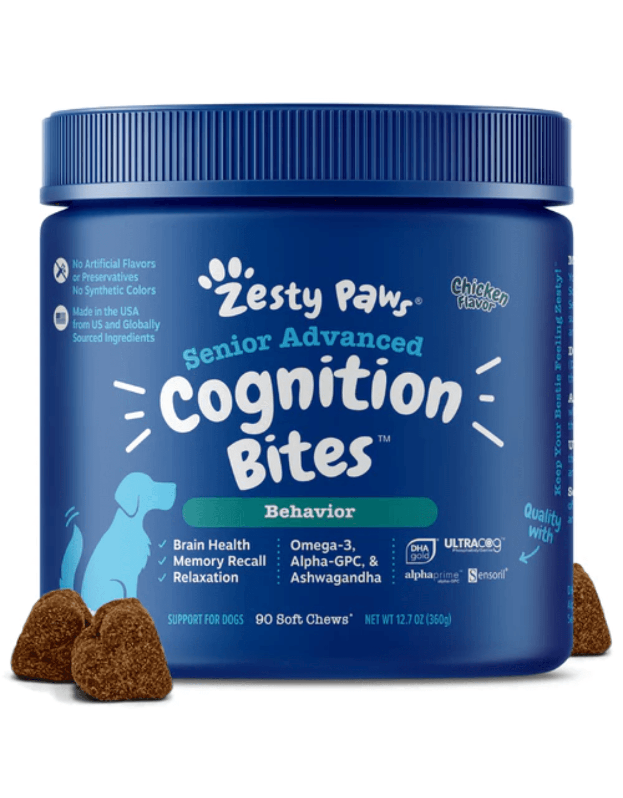 Zesty Paws 90ct Senior Advanced Cognition Bites Supplement for Senior Dogs image 1