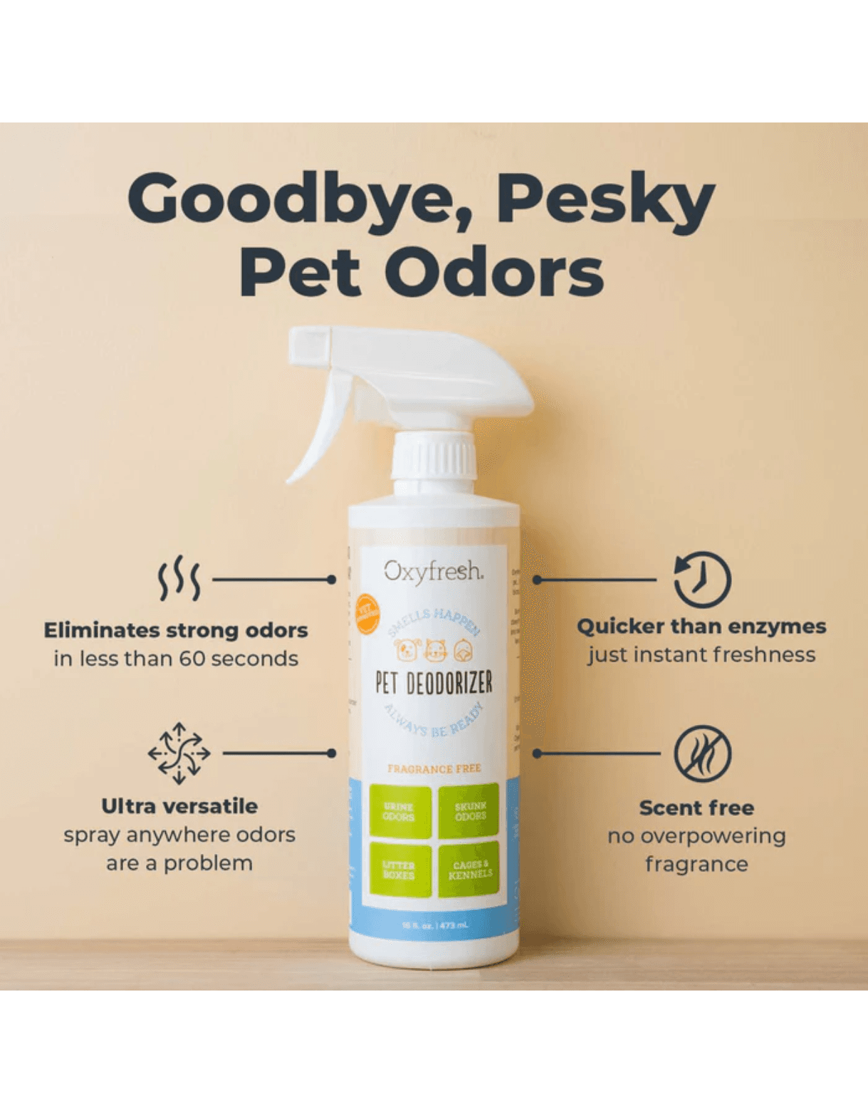 Oxyfresh 473ml (16oz) Advanced Pet Deodorizer Spray for Dogs & Cats image 2