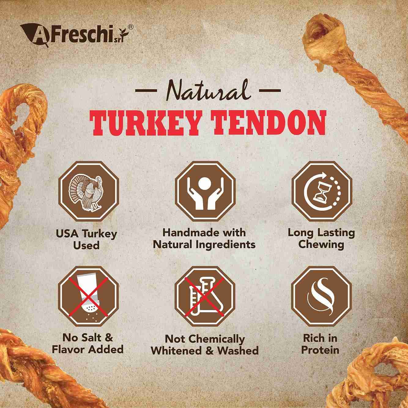 AFreschi Dog 80g Soft Knotted Turkey Tendon Strip Dog Treats image 2