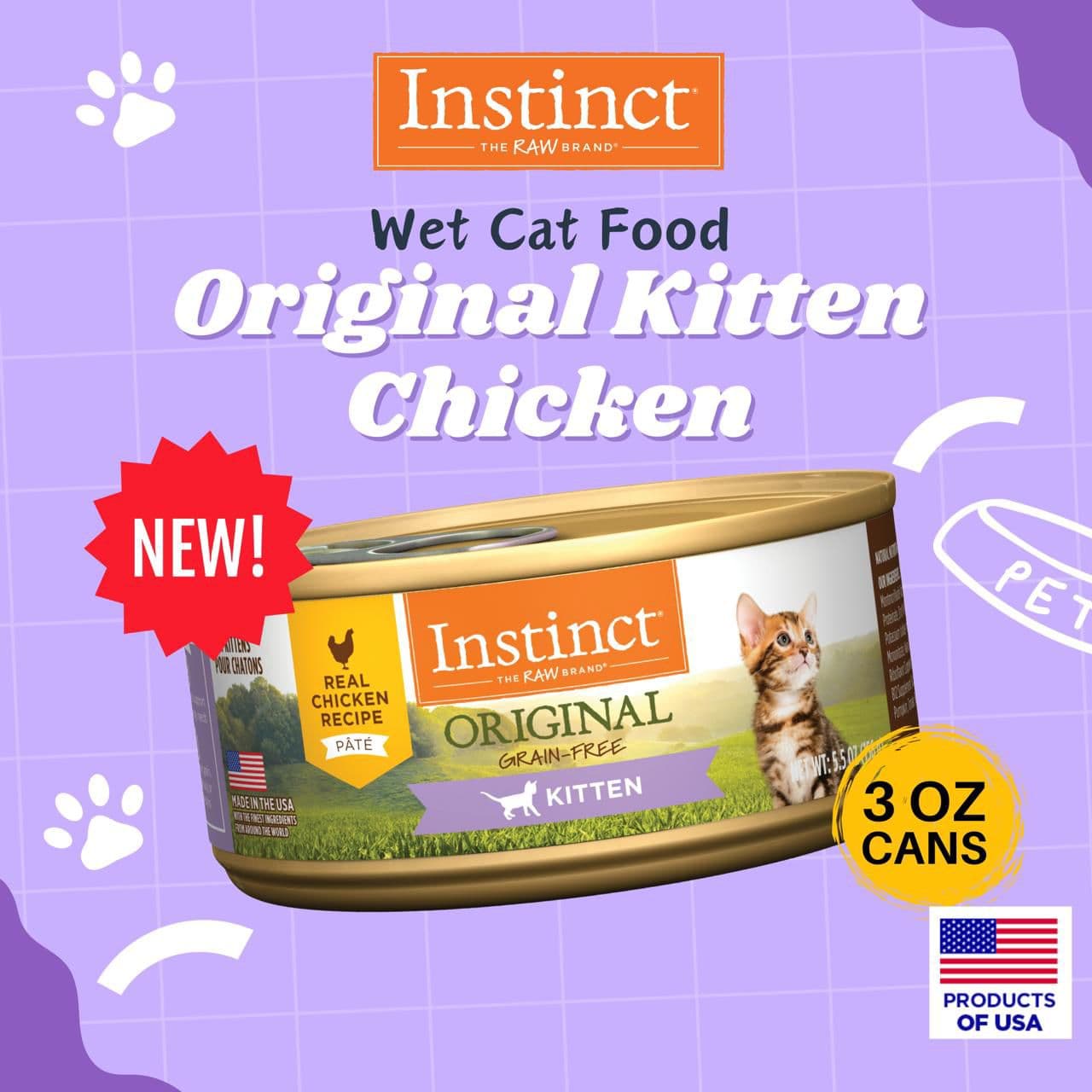 Instinct Cat Original Grain Free Pate 3oz Real Chicken Recipe for Kitten Wet Cat Food image 2