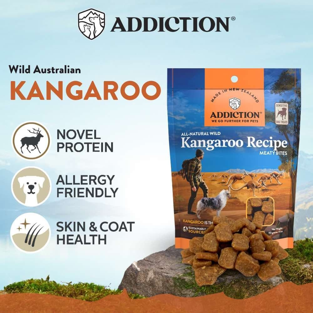 Addiction Meaty Bites Kangaroo - New Zealand Kangaroo All Life Stages 113g image 2