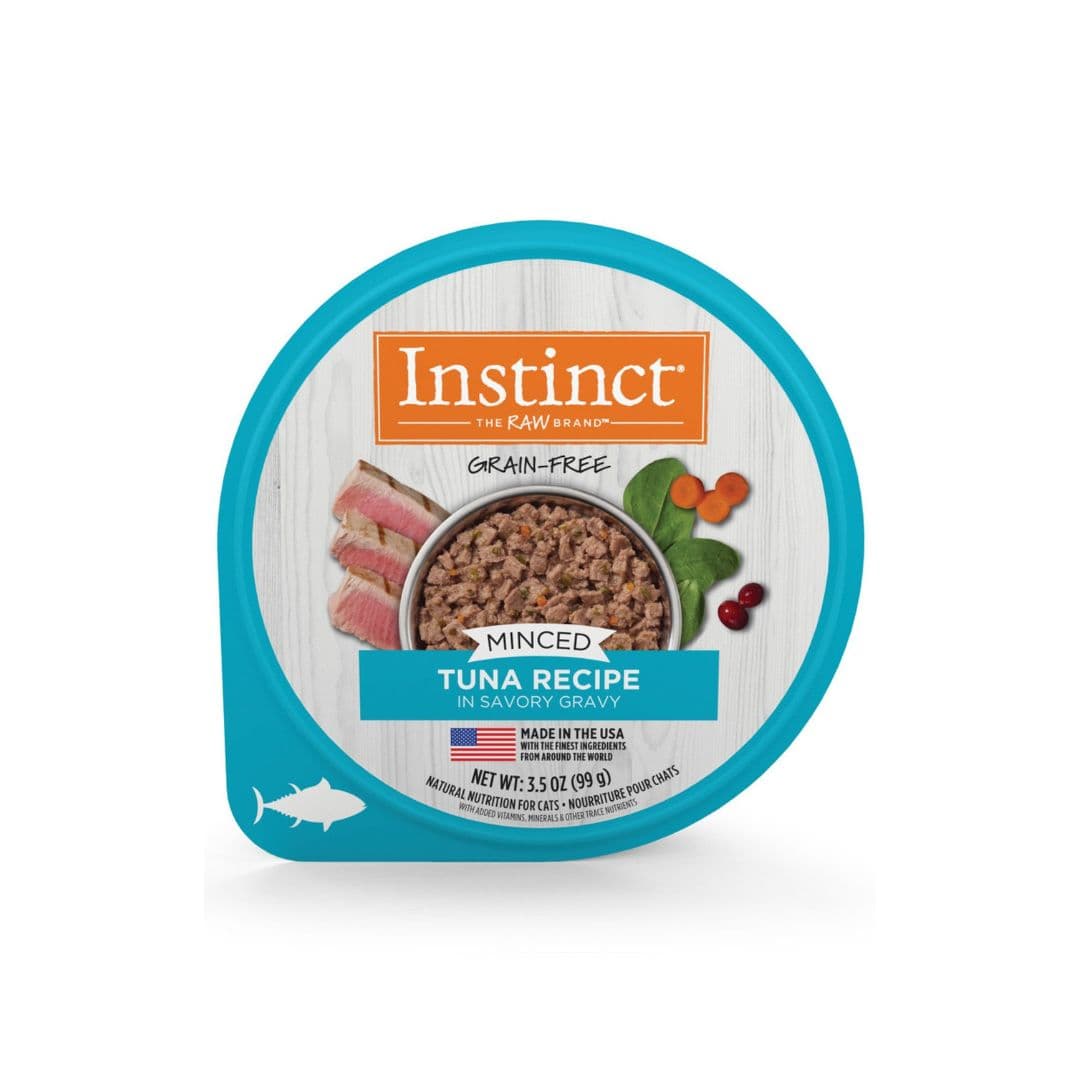Instinct Grain Free Minced Cups Cat 3.5oz Recipe with Real Tuna Wet Cat Food *Contain Pork image 1