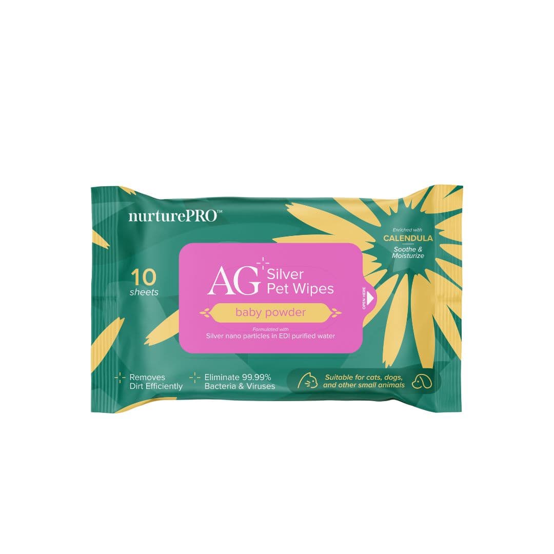 Nurture Pro AG Silver Pet Wipes 10 Sheets Baby Powder image 1