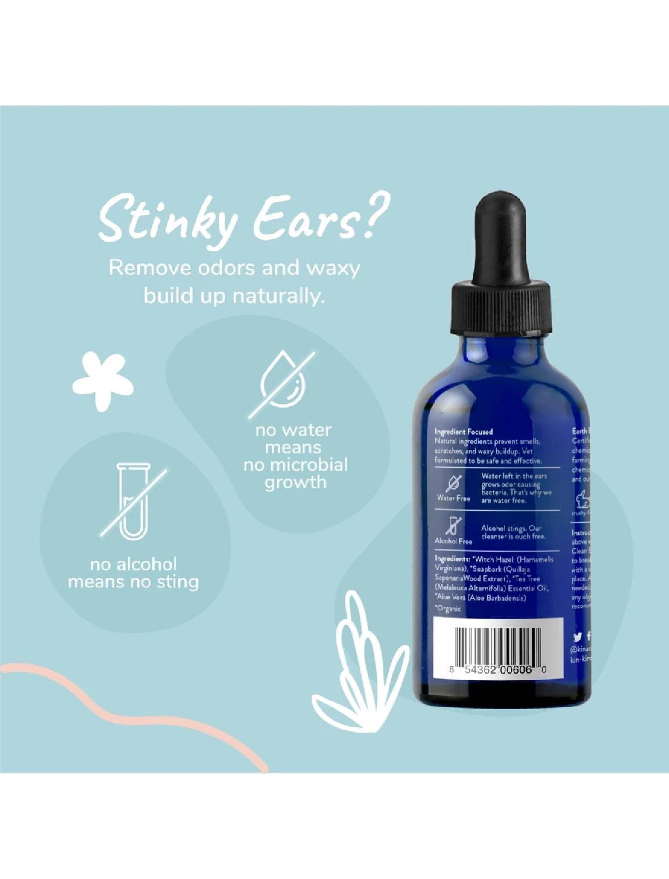 Kin+Kind 4oz (118ml) Clean Ears Dog Ear Cleanser image 2