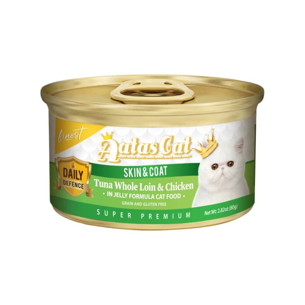 Aatas Cat 80g Finest Daily Defence Tuna Whole Loin & Chicken In Jelly Skin & Coat Wet Canned Food image 1