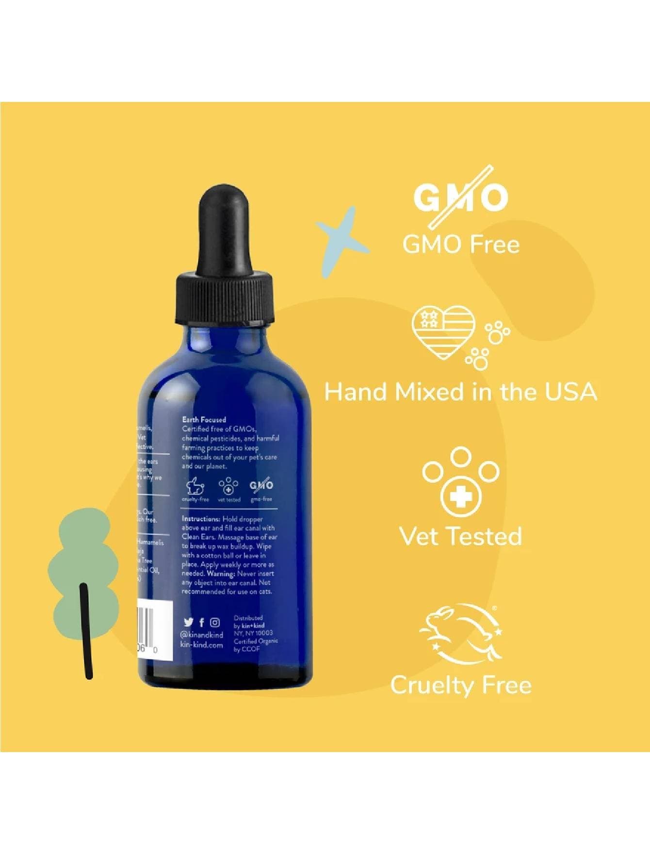 Kin+Kind 4oz (118ml) Clean Ears Dog Ear Cleanser image 3