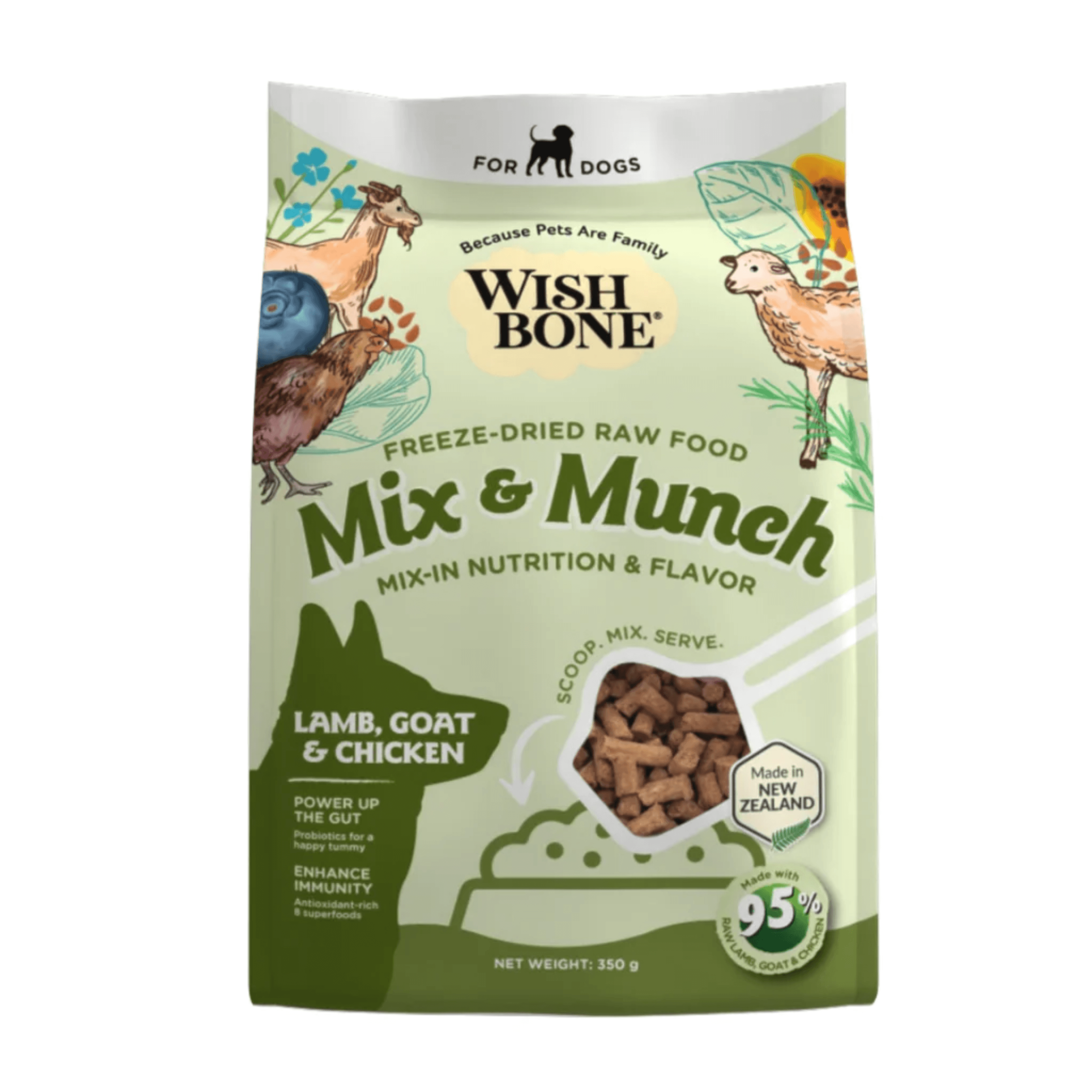 Wishbone Dog 350g Mix & Munch Lamb, Goat & Chicken Grain-Free Freeze-Dried Raw Food Dog Food Topper image 1