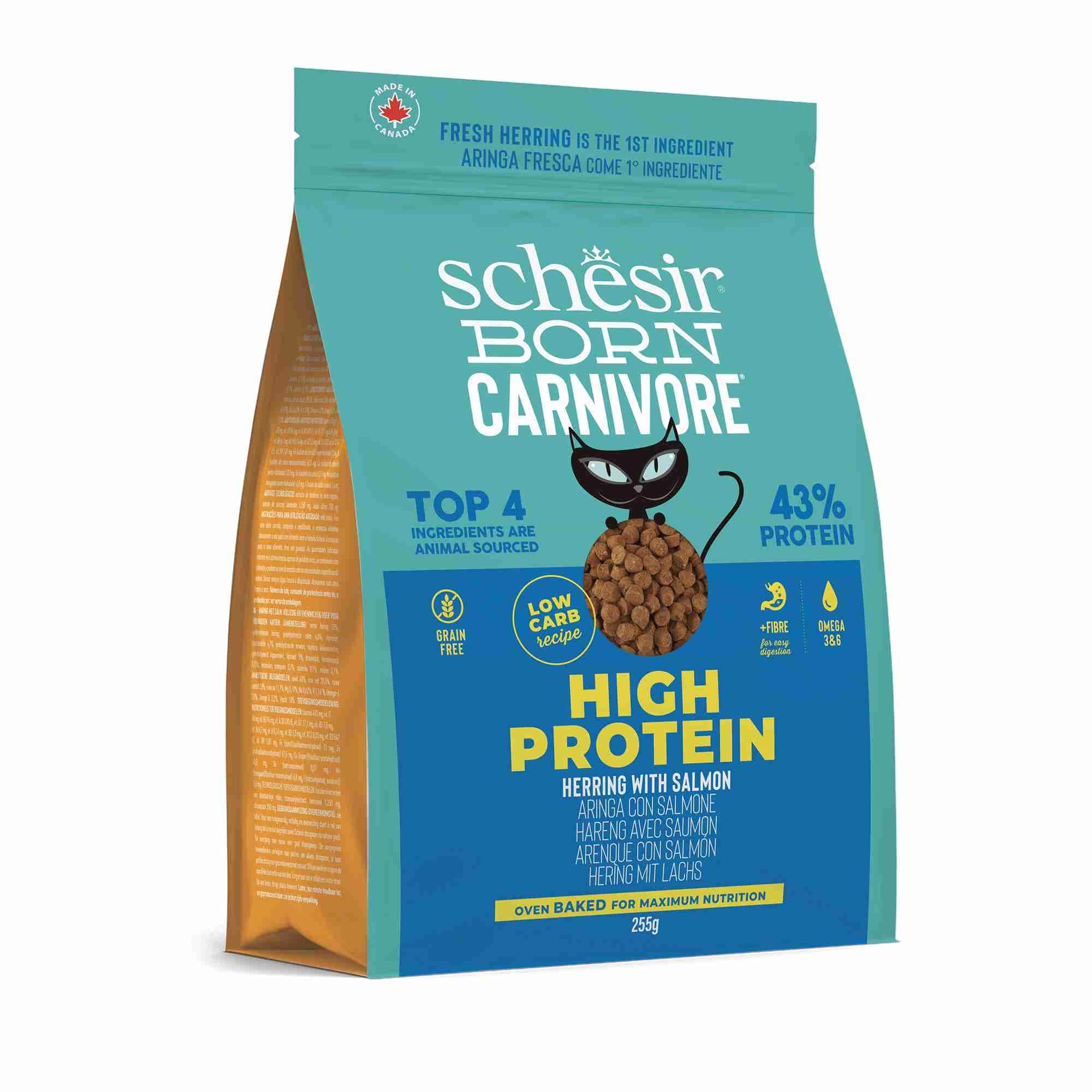 Schesir Cat 255g Born Carnivore Herring with Salmon Baked Dry Recipe Dry Cat Food image 2