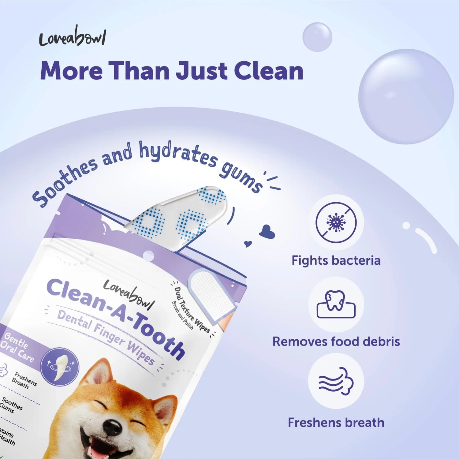 Loveabowl Dog Clean-A-Tooth 50pcs Dental Cleaning Wipes image 4