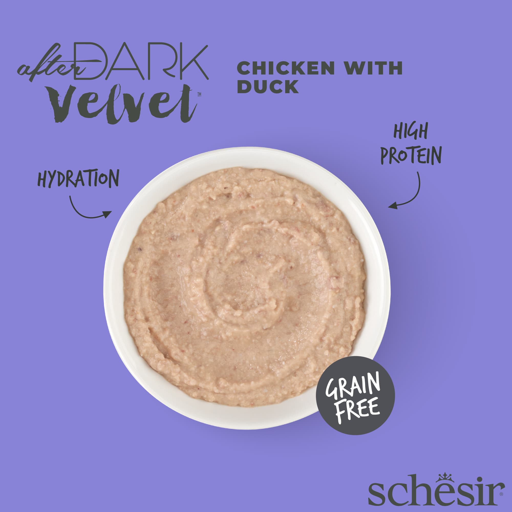 Schesir Cat After Dark Velvet Mousse 80g Chicken with Quail Egg Pouch Wet Cat Food image 3