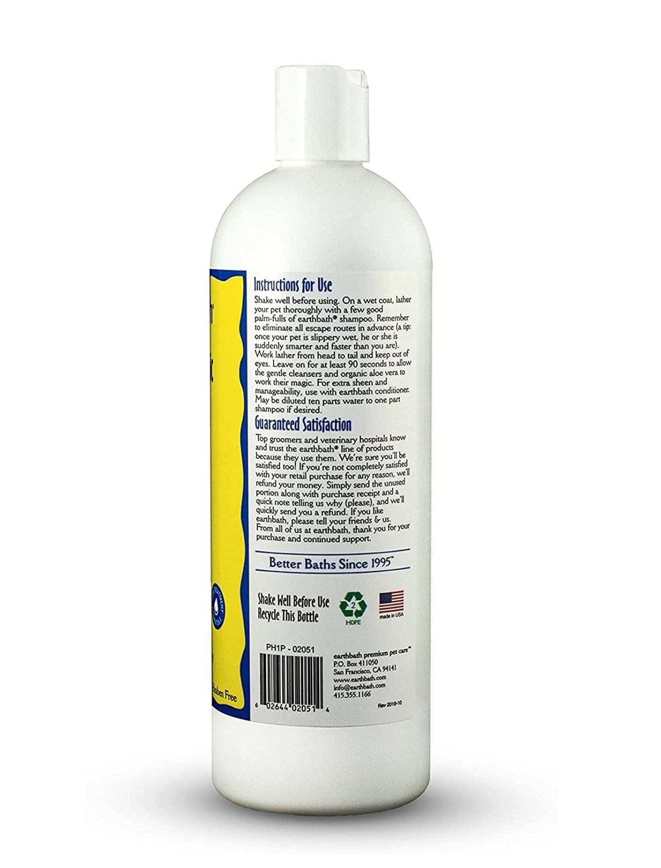 Earthbath 1 gallon Hypoallergenic Fragrance Free Pet Shampoo (3.8ltr) image 2