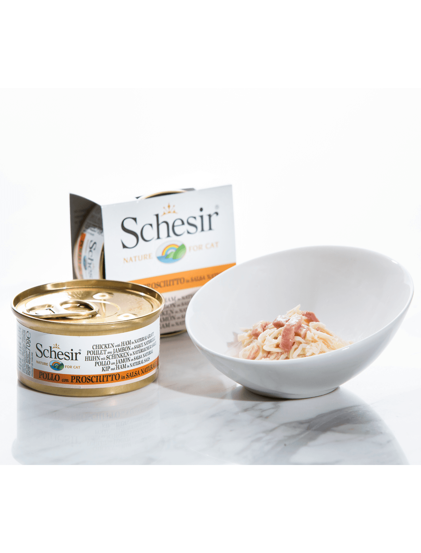 Schesir Cat 70g Chicken with Ham in Natural Gravy Wet Cat Food image 3
