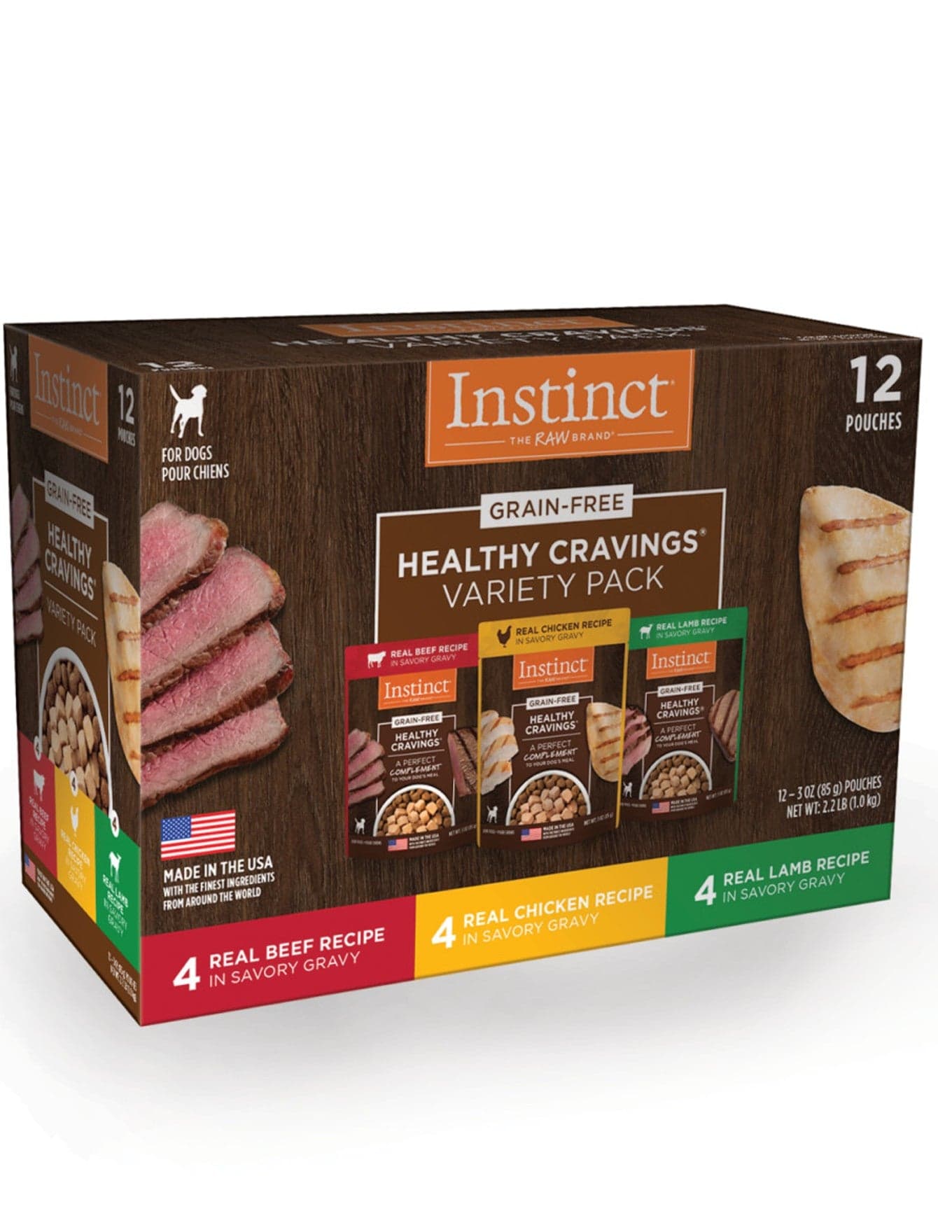 Instinct Healthy Cravings Pouch Dog 3oz x 12 Variety Pack Wet Dog Food Topper image 1