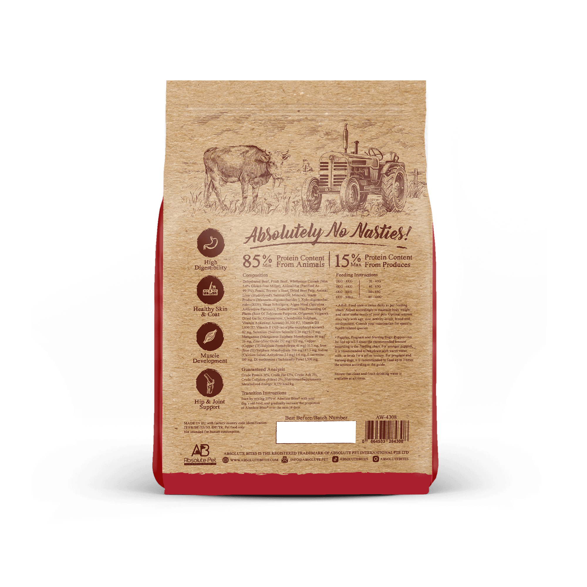 Absolute Bites Dog Wild Age 9.97kg Beef & Potato Dry Dog Food image 2