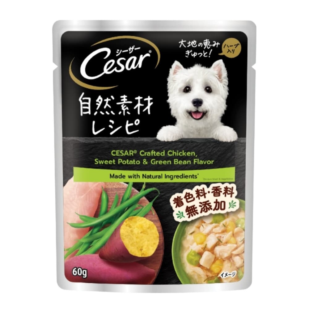 Cesar Dog 60g Naturally Crafted Chicken, Sweet Potato & Green Bean Pouch Wet Dog Food image 1