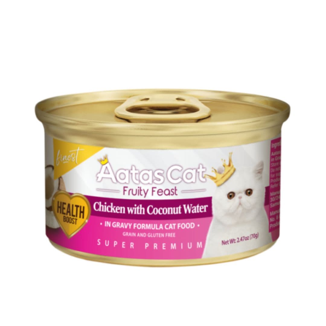 Aatas Cat 70g Finest Fruity Feast Chicken With Coconut Water In Gravy Wet Canned Food image 1