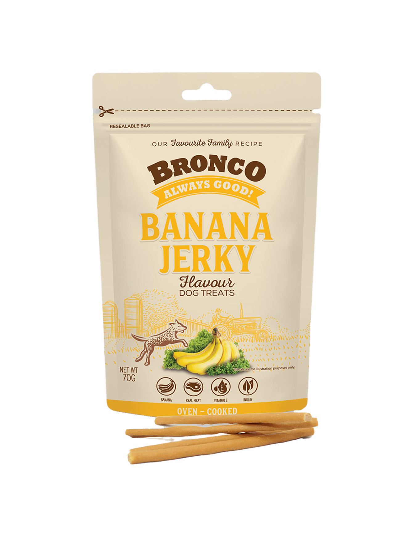 Bronco 70g Jerky Banana Dog Treat image 4