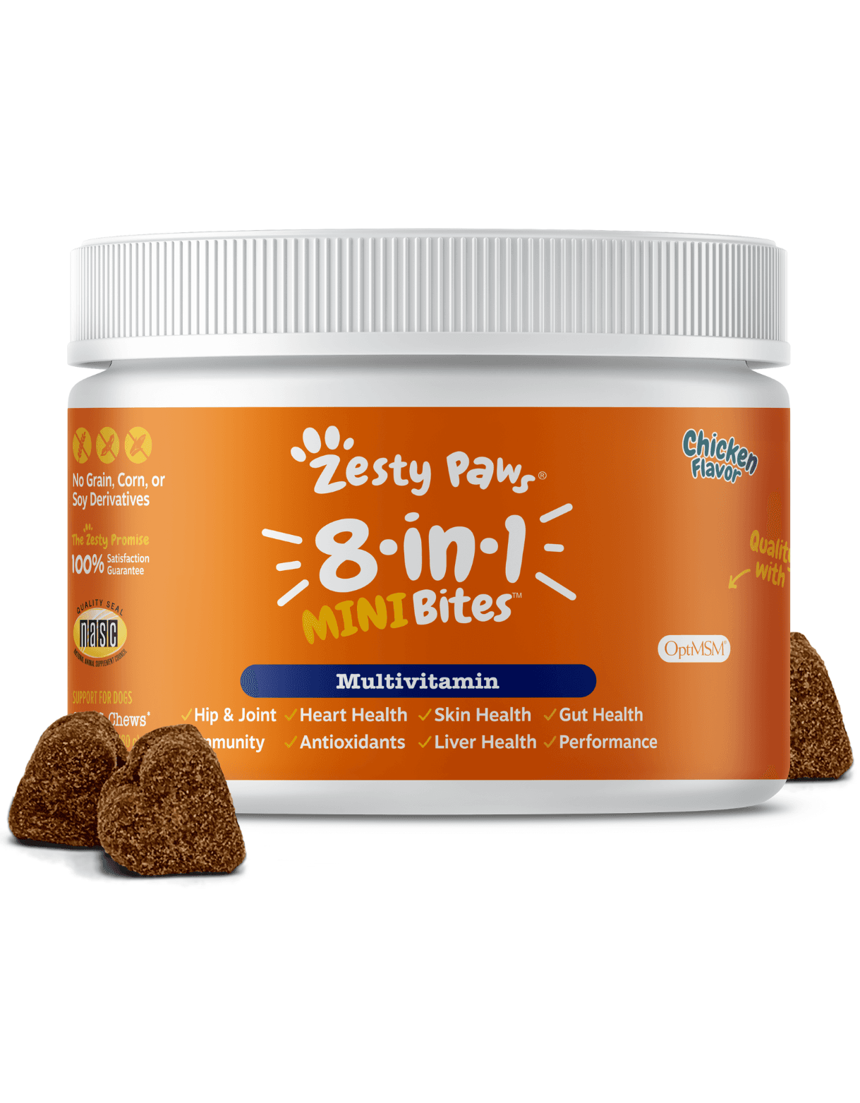 Zesty Paws 90ct 8-in-1 Multifunctional MINI Bites Chicken Flavour Supplement for Dogs image 1