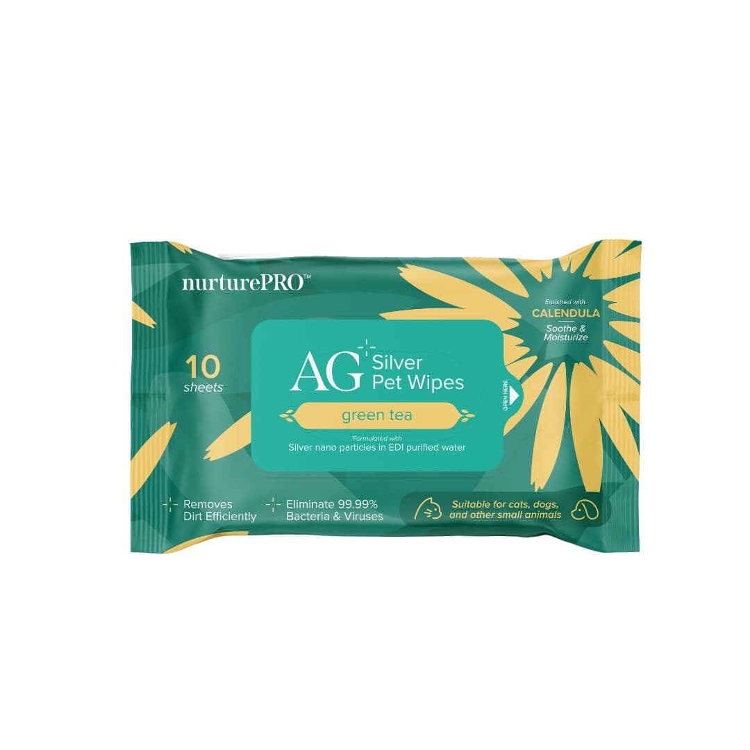 Nurture Pro AG Silver Pet Wipes 10 Sheets Green Tea image 1
